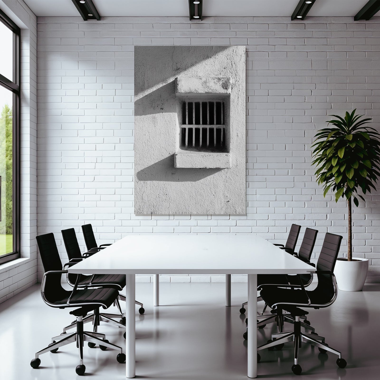 Gefängniswand Mit Gefängnisfenster Licht Und Schatten