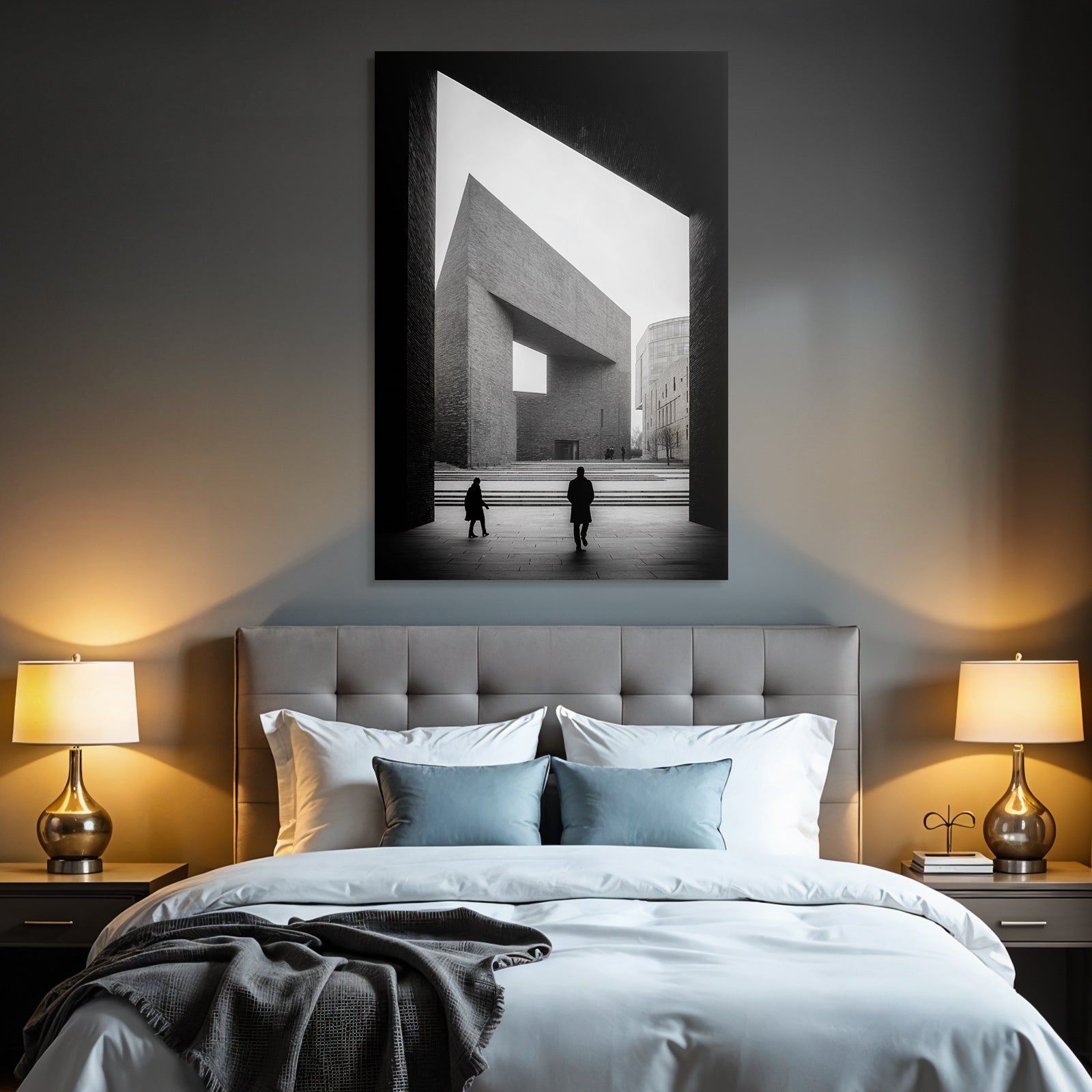 Moderne Architektur Szenen Menschen Im Open Space Geometrische Designs