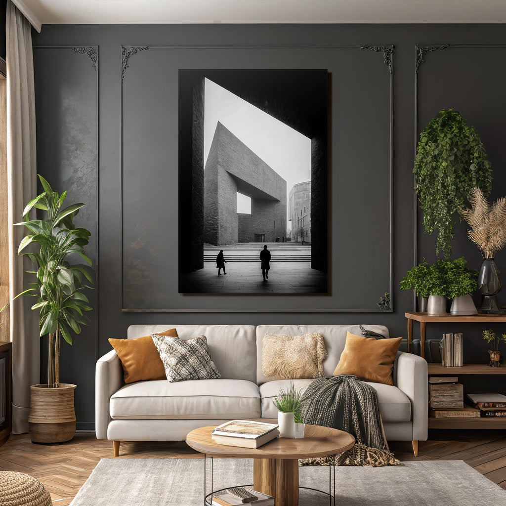 Moderne Architektur Szenen Menschen Im Open Space Geometrische Designs