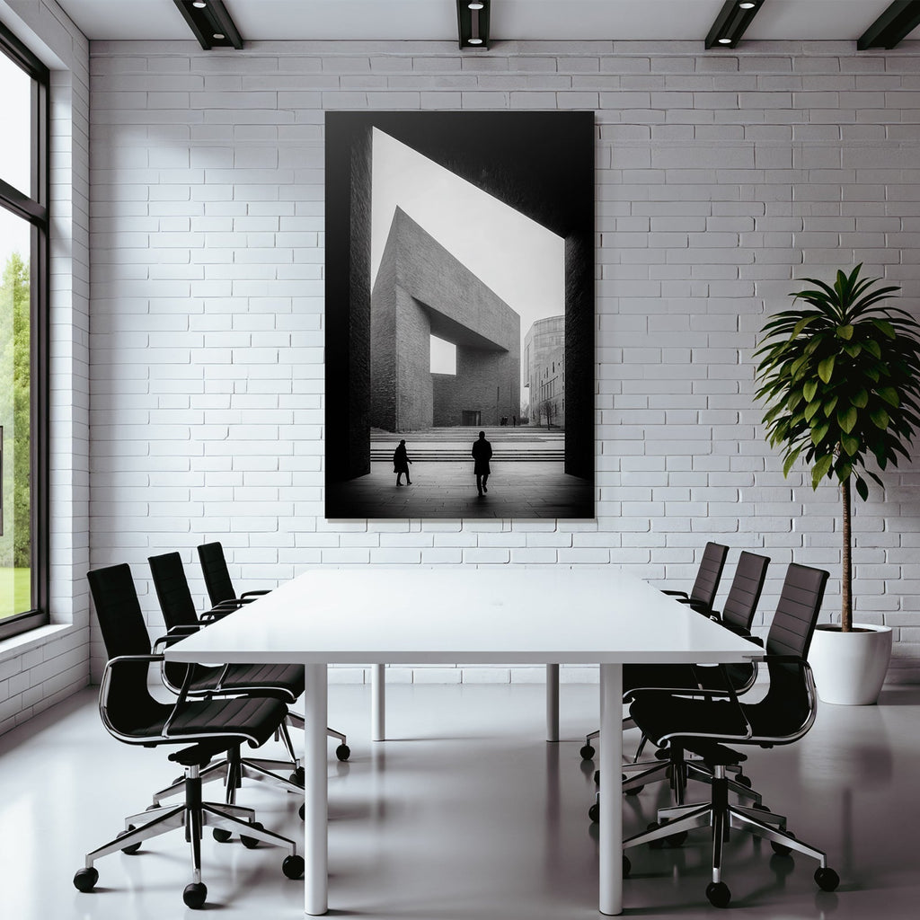 Moderne Architektur Szenen Menschen Im Open Space Geometrische Designs