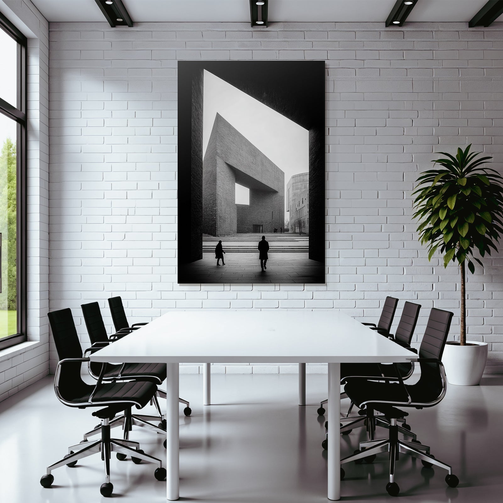 Moderne Architektur Szenen Menschen Im Open Space Geometrische Designs