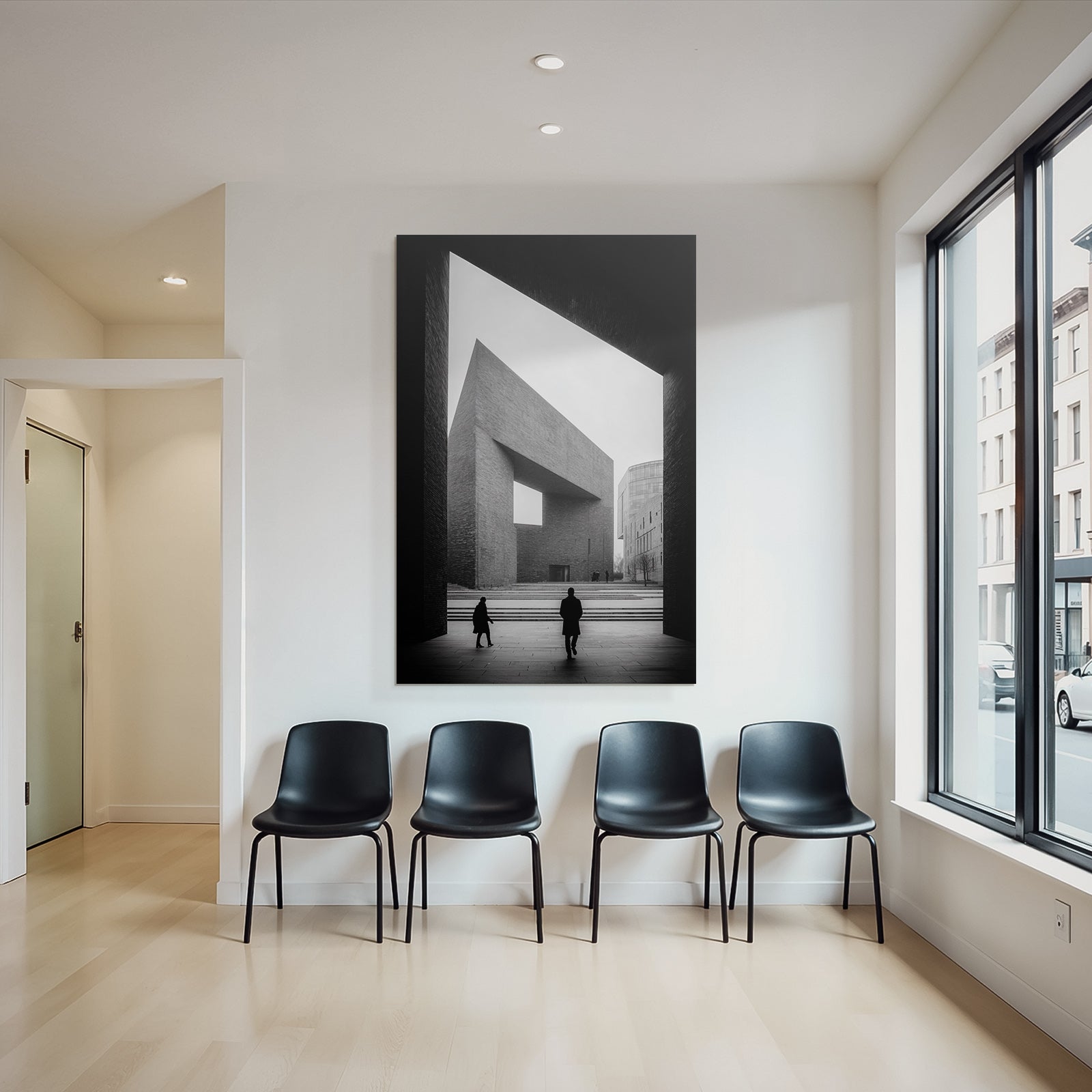 Moderne Architektur Szenen Menschen Im Open Space Geometrische Designs