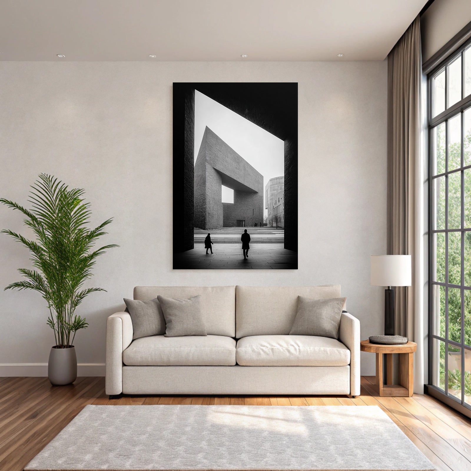 Moderne Architektur Szenen Menschen Im Open Space Geometrische Designs