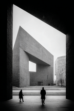 Moderne Architektur Szenen Menschen Im Open Space Geometrische Designs | Schwarz Weiss | Farbenwelten