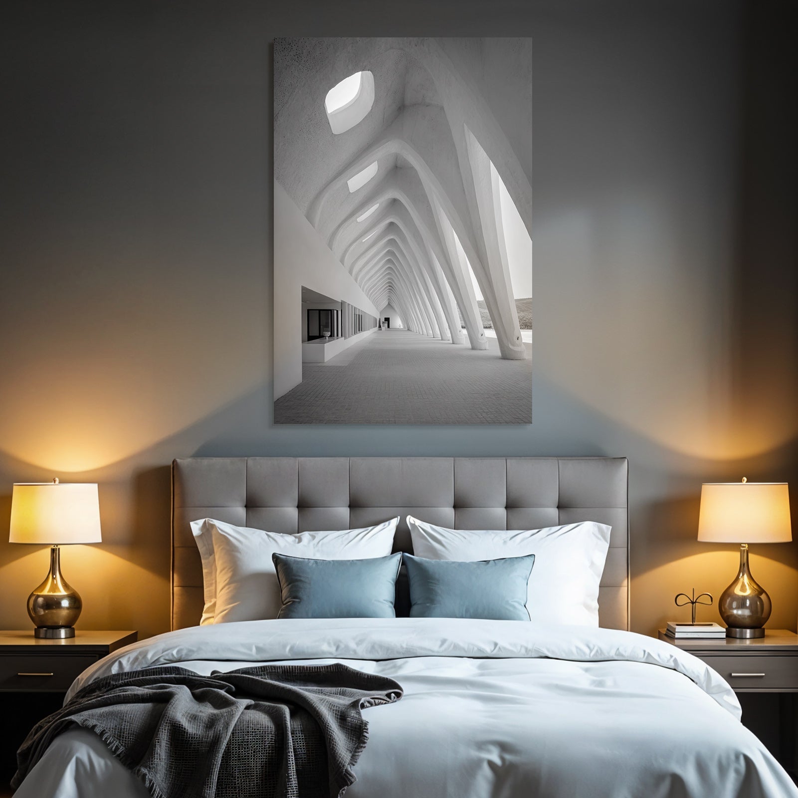 Moderne Minimalistische Architektur Innenraum Mit Gebogenen Tr Tren Und Lichtschlitzen