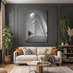 Moderne Minimalistische Architektur Innenraum Mit Gebogenen Tr Tren Und Lichtschlitzen