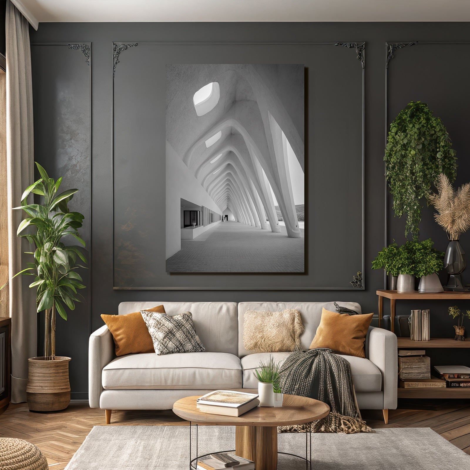 Moderne Minimalistische Architektur Innenraum Mit Gebogenen Tr Tren Und Lichtschlitzen