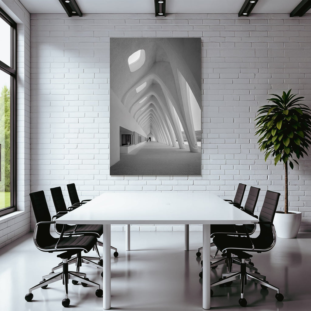 Moderne Minimalistische Architektur Innenraum Mit Gebogenen Tr Tren Und Lichtschlitzen