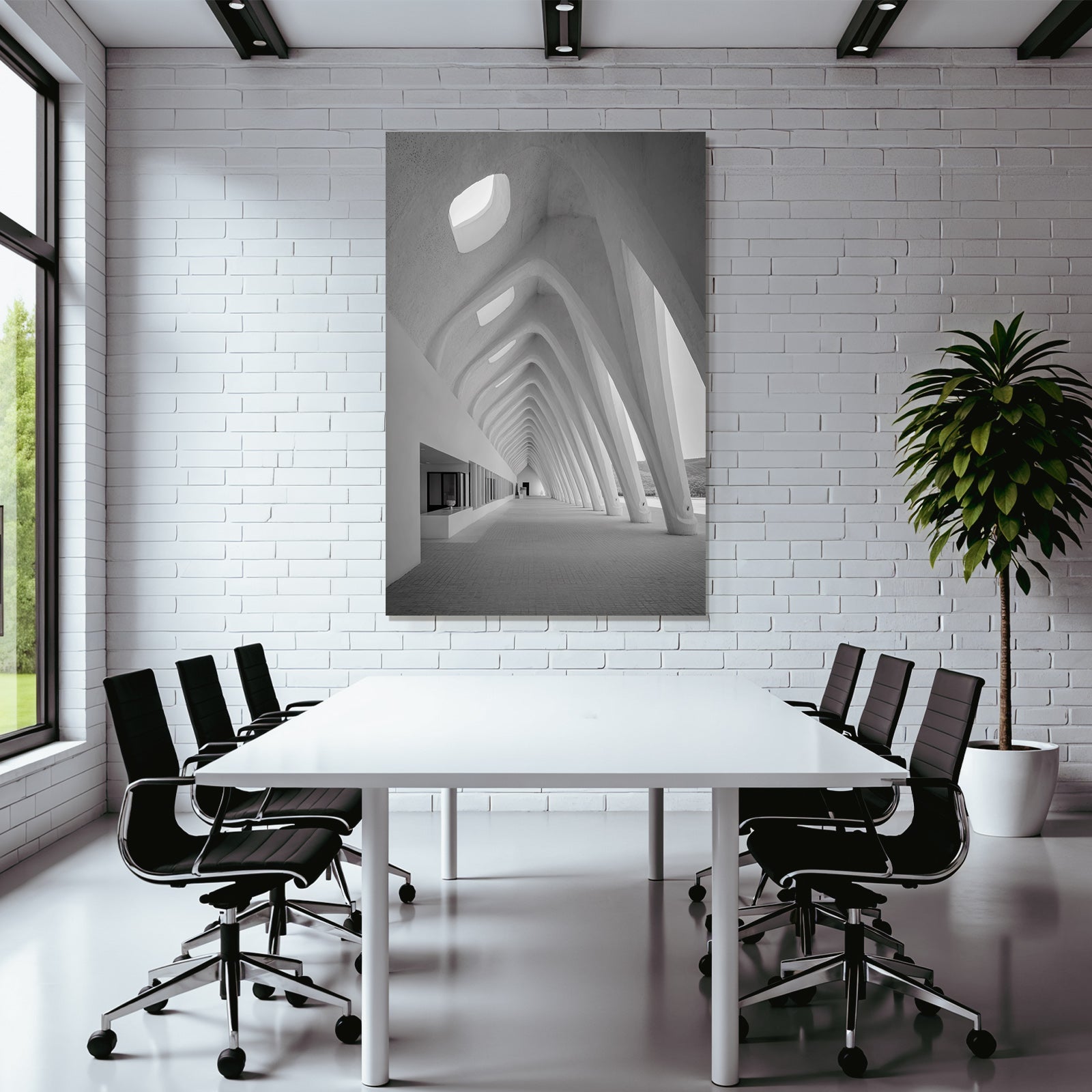 Moderne Minimalistische Architektur Innenraum Mit Gebogenen Tr Tren Und Lichtschlitzen