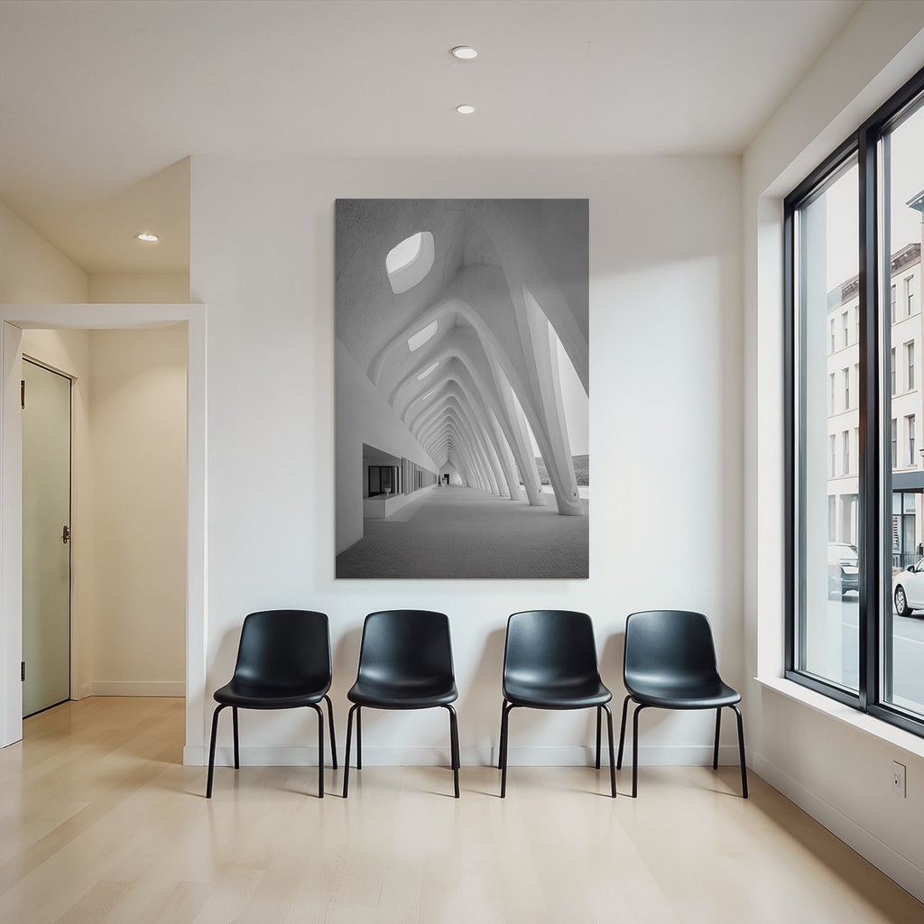 Moderne Minimalistische Architektur Innenraum Mit Gebogenen Tr Tren Und Lichtschlitzen