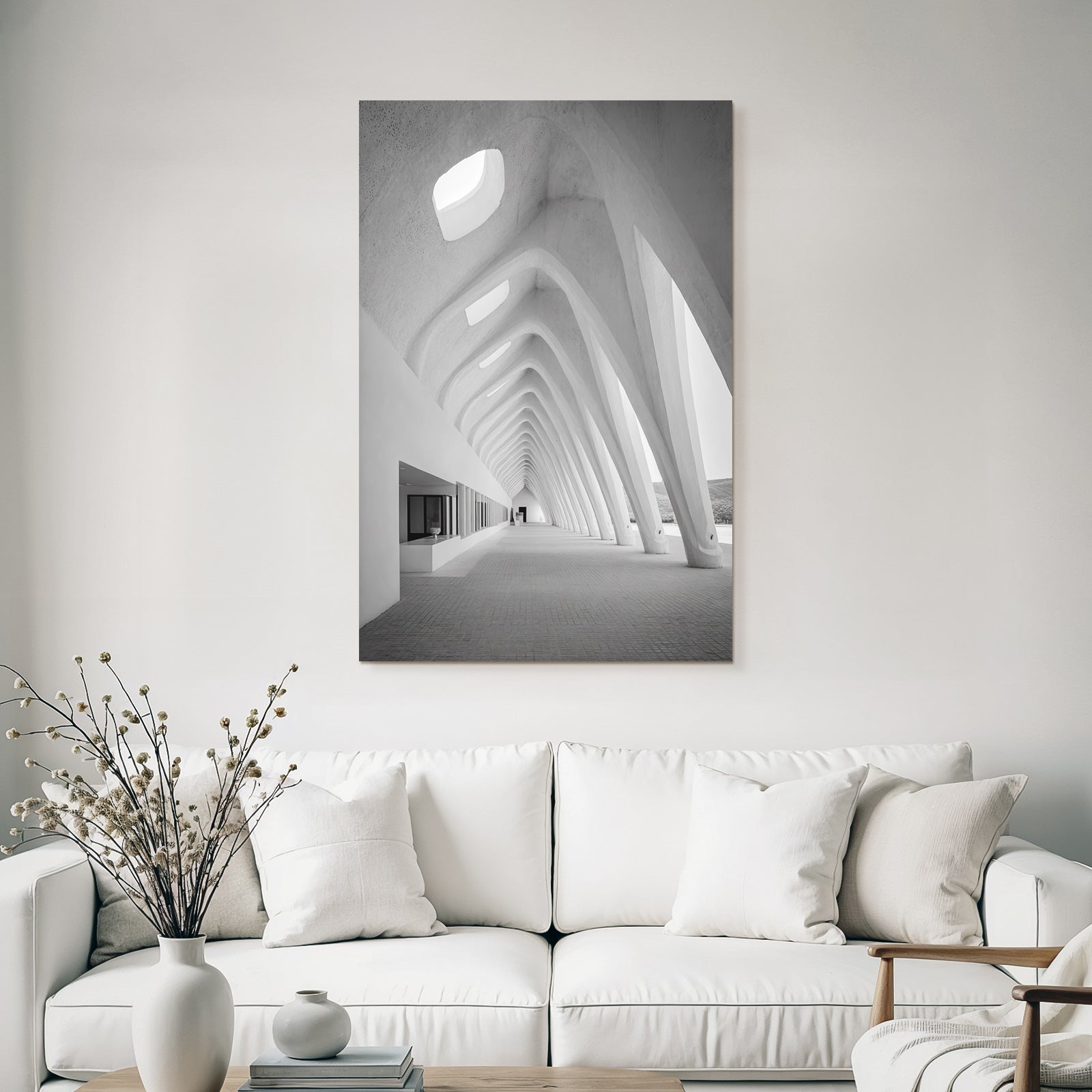 Moderne Minimalistische Architektur Innenraum Mit Gebogenen Tr Tren Und Lichtschlitzen