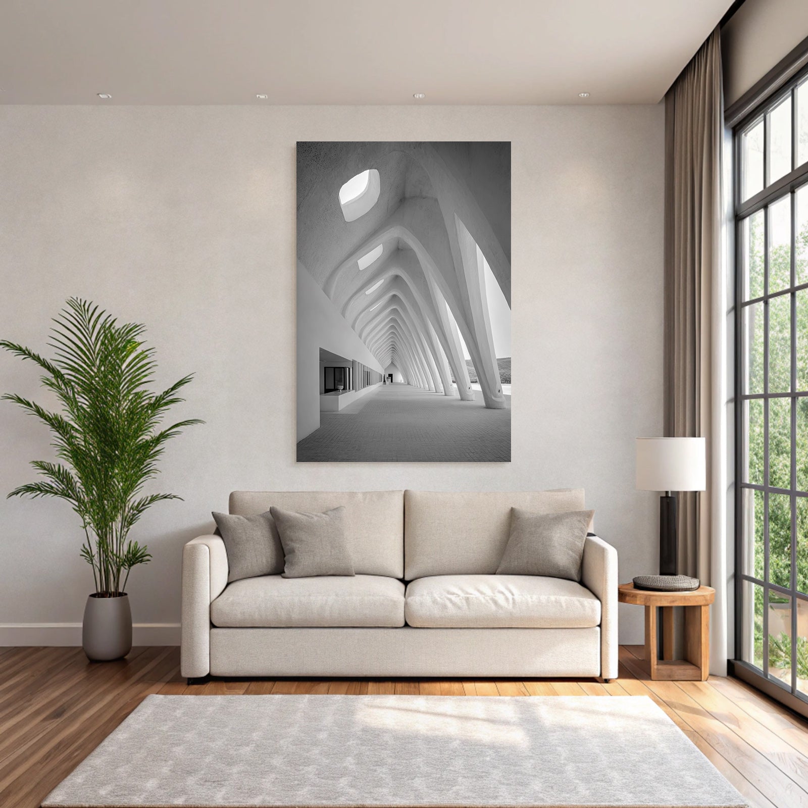 Moderne Minimalistische Architektur Innenraum Mit Gebogenen Tr Tren Und Lichtschlitzen