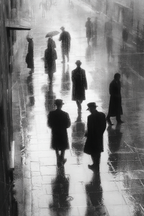Moody Atmosphärische Stadt Szene Regnerischen Tag Silhoütten Reflexionen | Schwarz Weiss | Farbenwelten