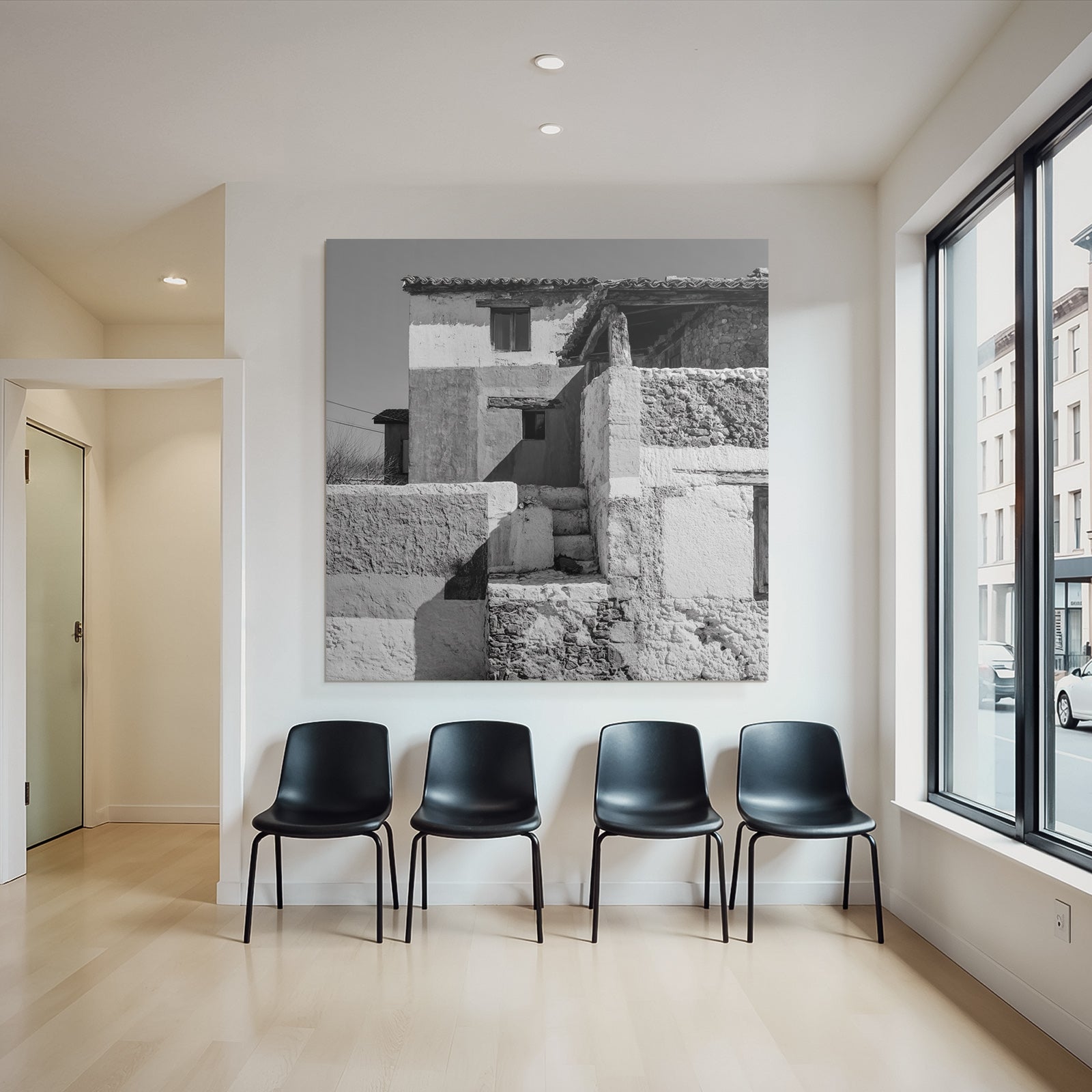 Architektonische Struktur Mit Vielen Materialien Monochrom