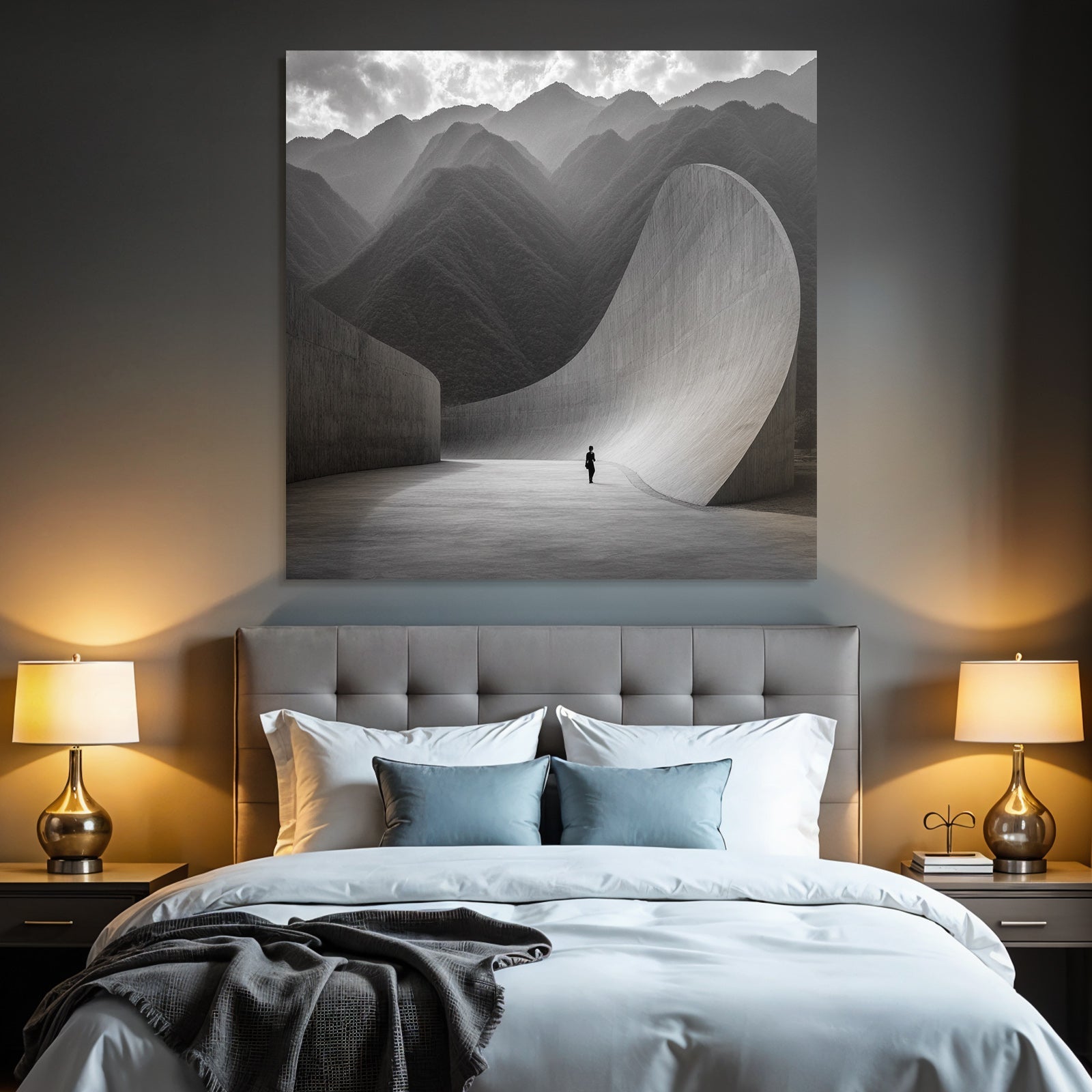 Dramatische Berglandschaft Mit Architektur Harmonie