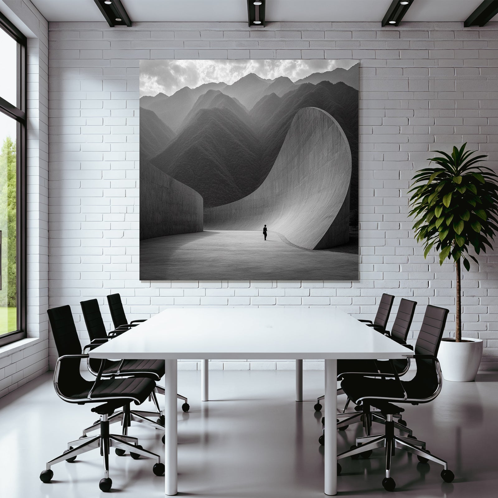 Dramatische Berglandschaft Mit Architektur Harmonie