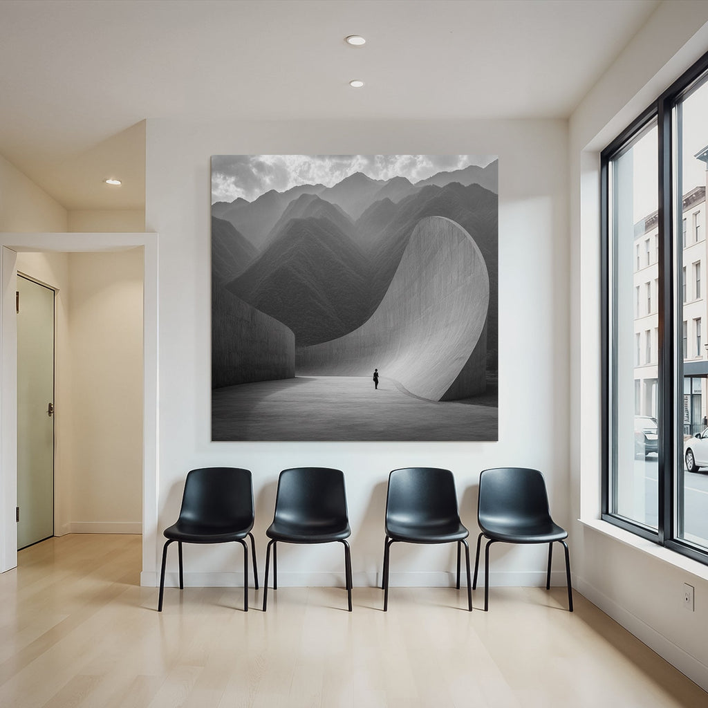 Dramatische Berglandschaft Mit Architektur Harmonie
