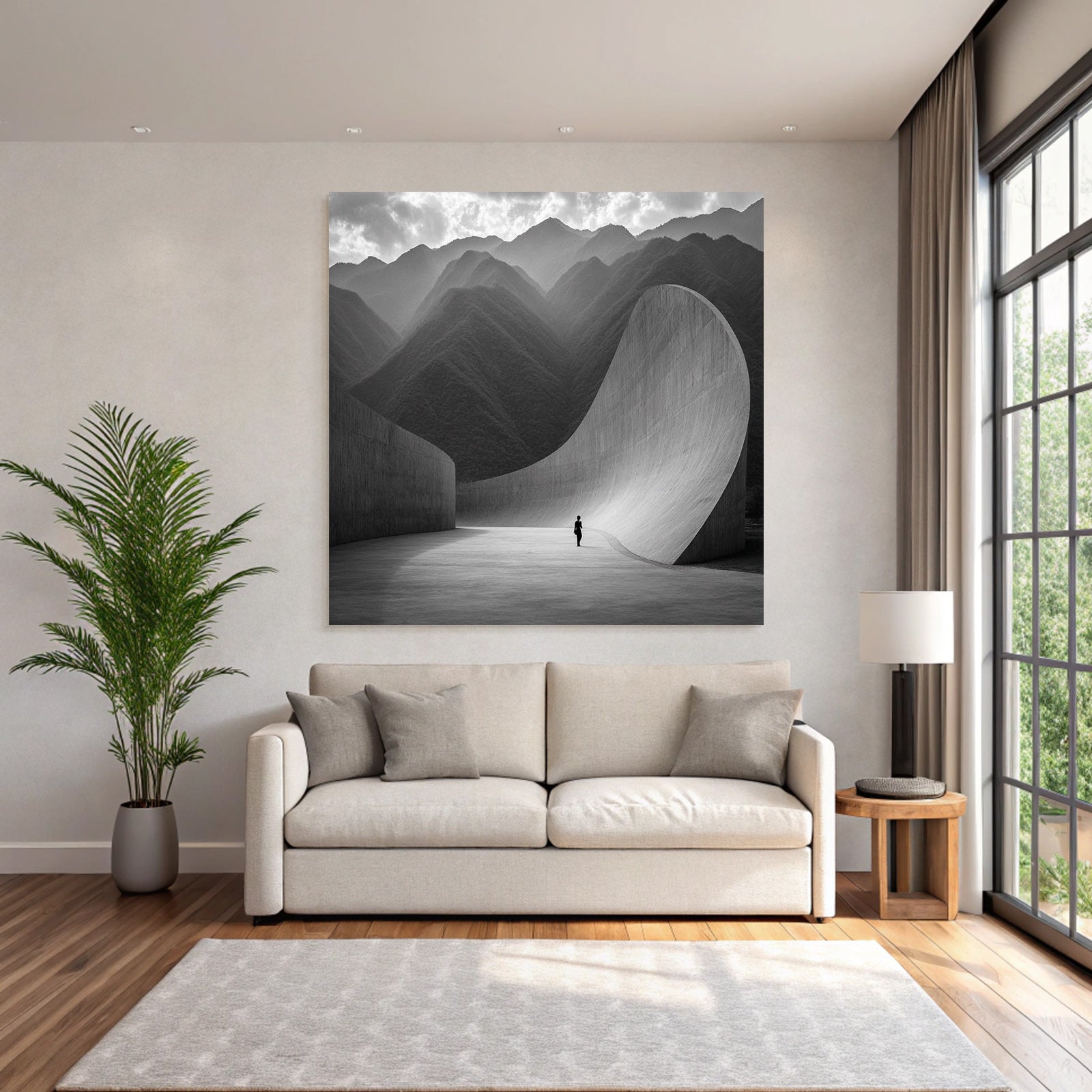 Dramatische Berglandschaft Mit Architektur Harmonie