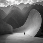 Dramatische Berglandschaft Mit Architektur Harmonie | Schwarz Weiss | Farbenwelten