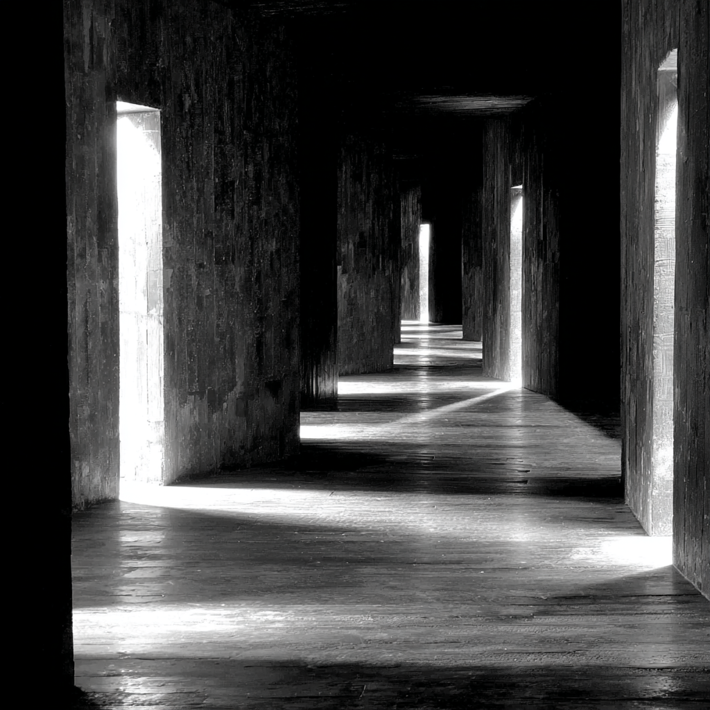 Dunkle Flure Mit Licht Strömen Architektur Monochromatisch | Schwarz Weiss | Farbenwelten