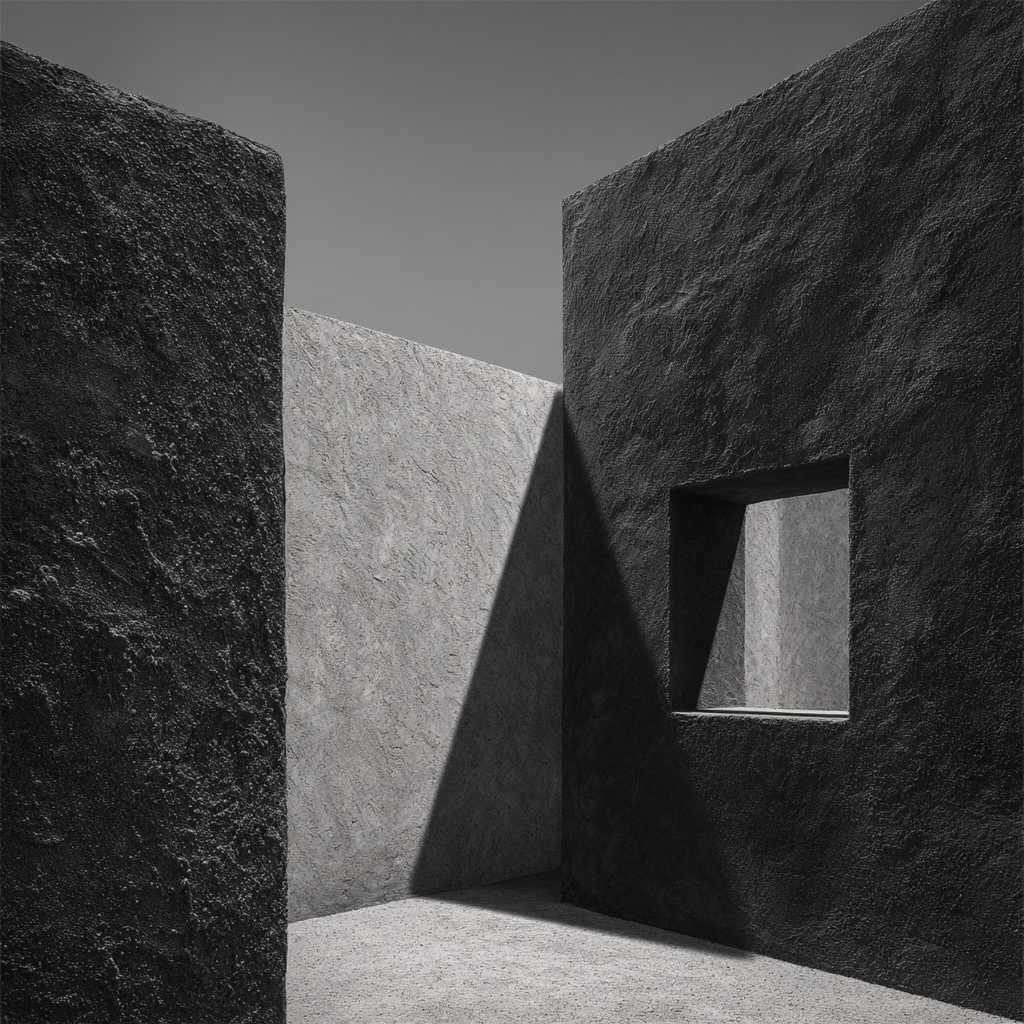 Minimalistische Architektur Szenen Mit Texturierten Wänden | Schwarz Weiss | Farbenwelten