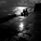 Ocean Silhoütten Bench Sonnenreflexion Wasser Utf8 | Schwarz Weiss | Farbenwelten