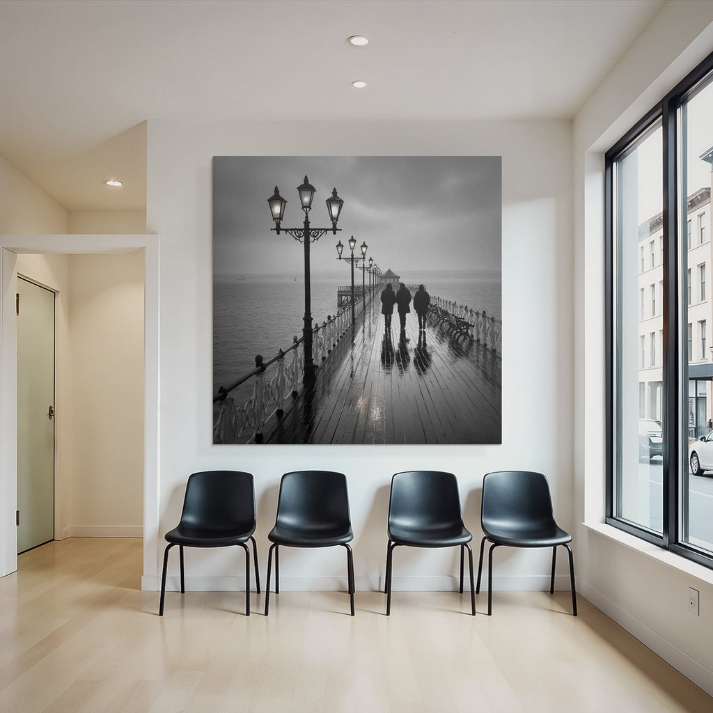 Pier Im Regen Monochromatisch Mood Seren Und Nachdenklich