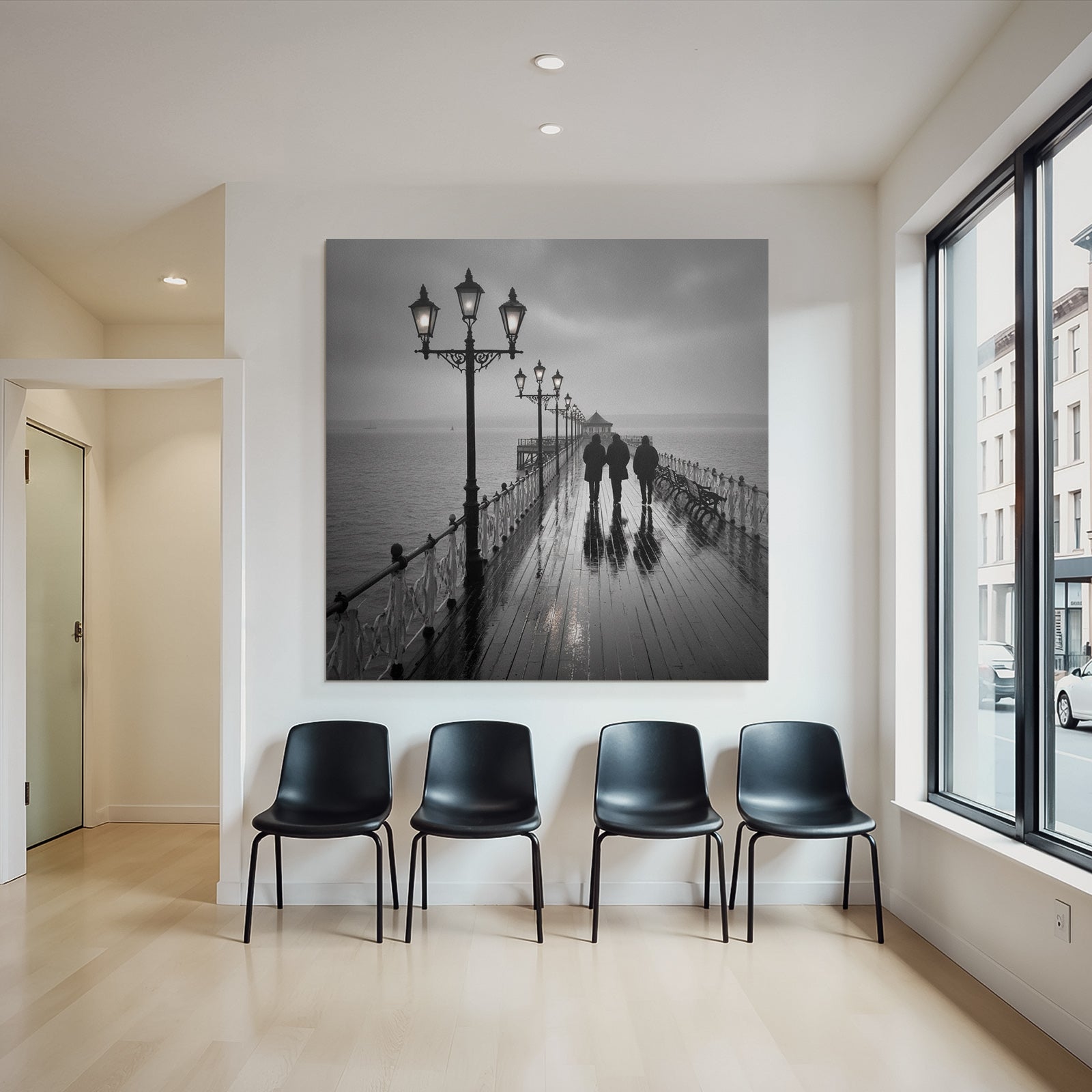 Pier Im Regen Monochromatisch Mood Seren Und Nachdenklich