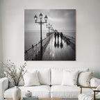 Pier Im Regen Monochromatisch Mood Seren Und Nachdenklich