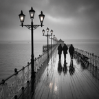 Pier Im Regen Monochromatisch Mood Seren Und Nachdenklich | Schwarz Weiss | Farbenwelten