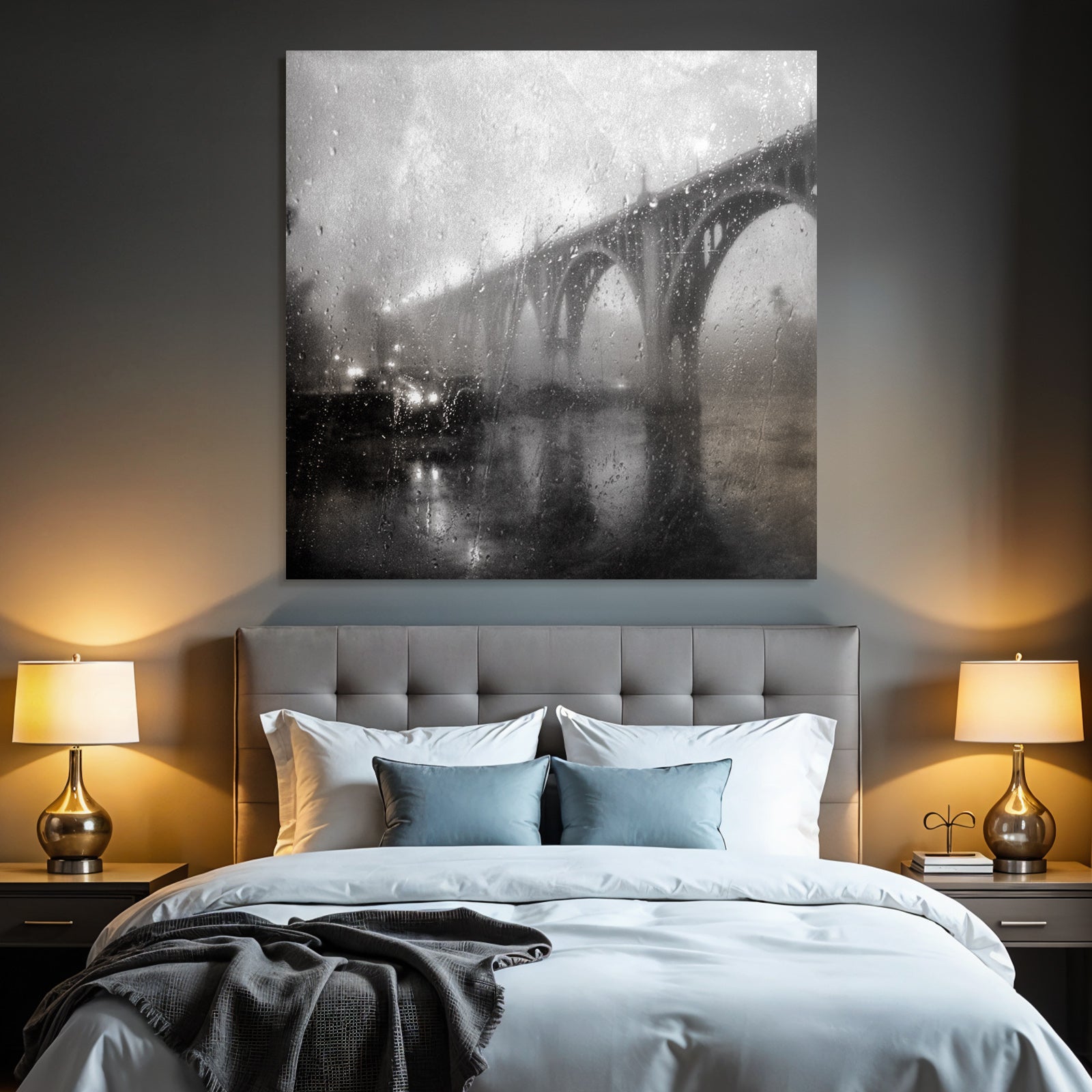Regenbrücke Im Nebel Atmosphäre