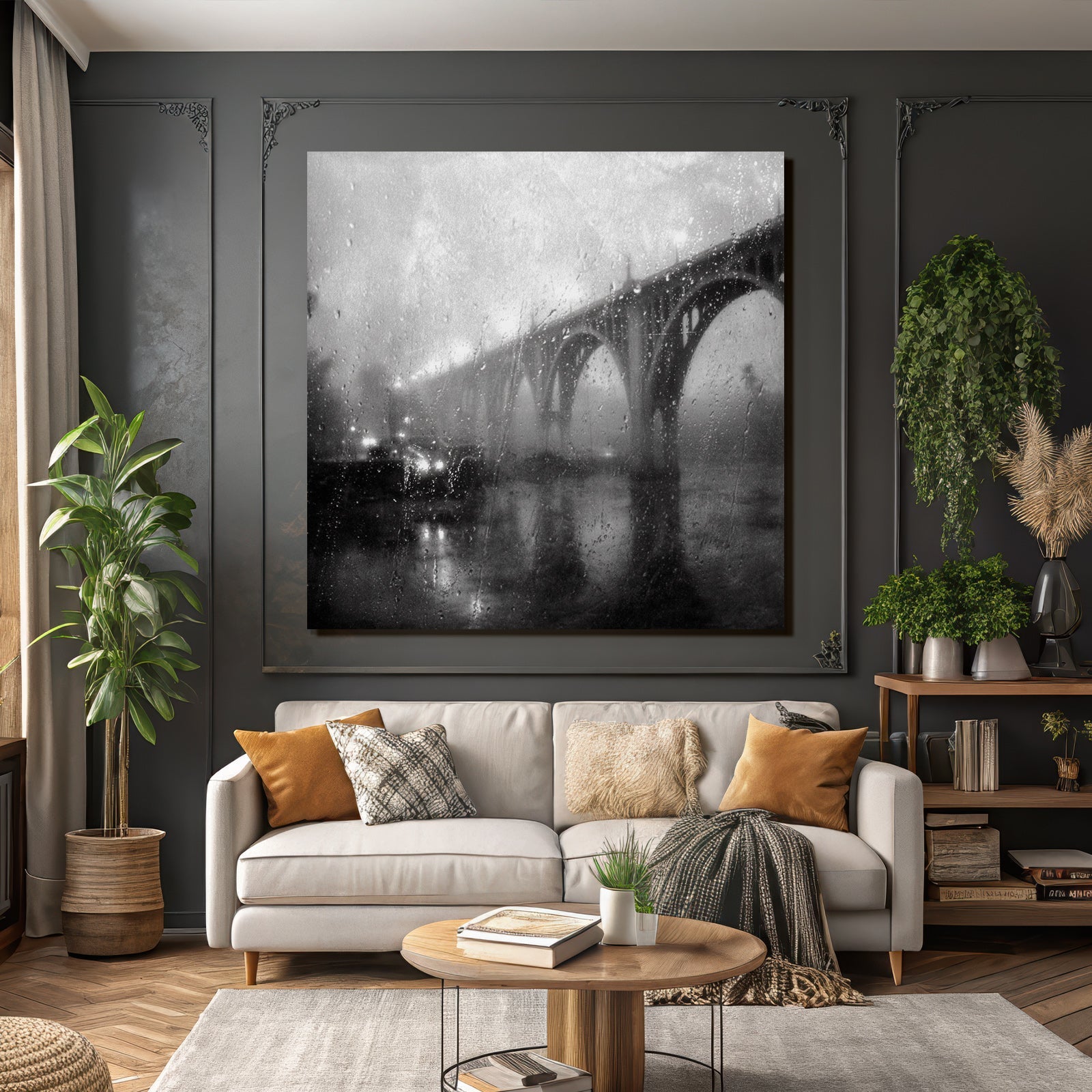 Regenbrücke Im Nebel Atmosphäre