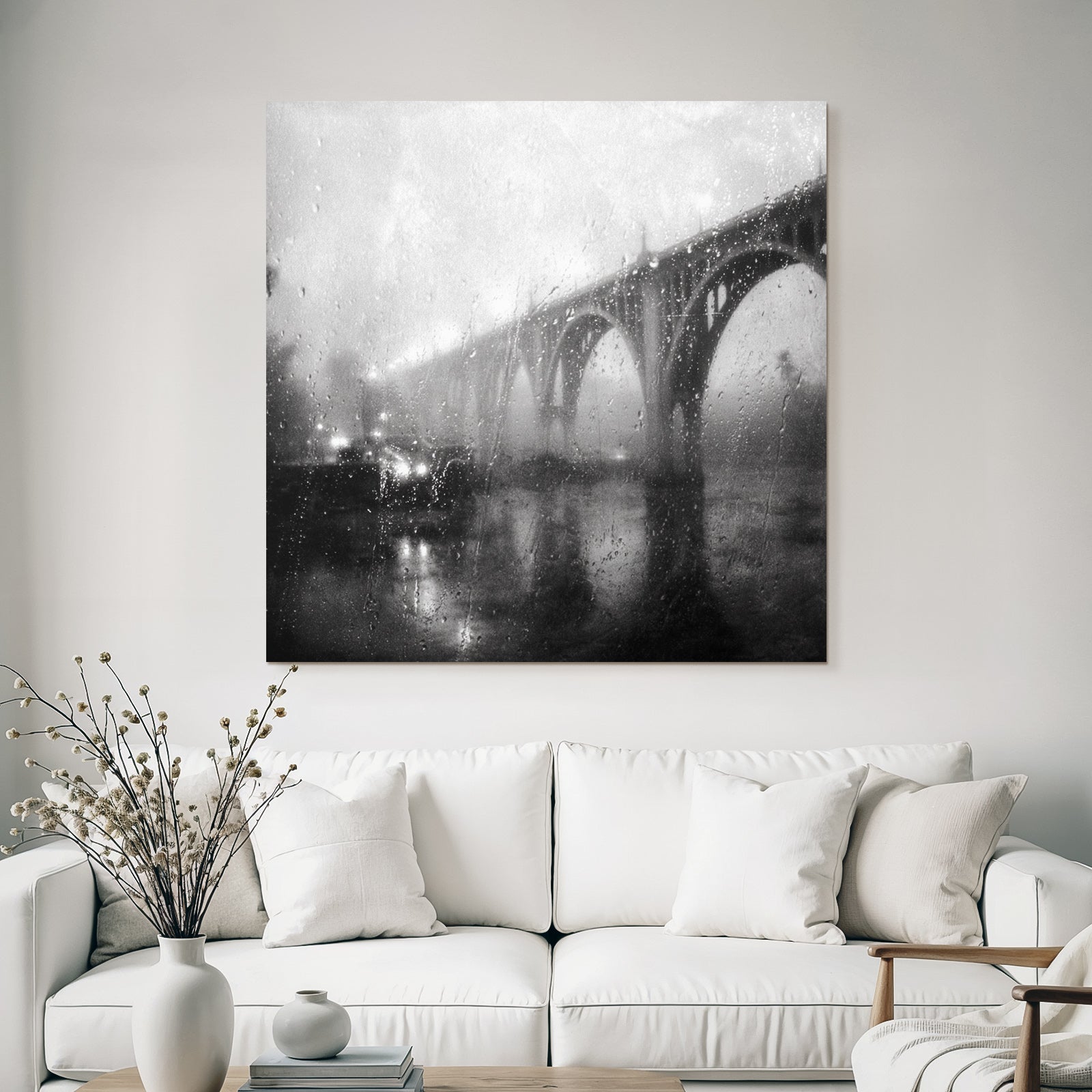 Regenbrücke Im Nebel Atmosphäre