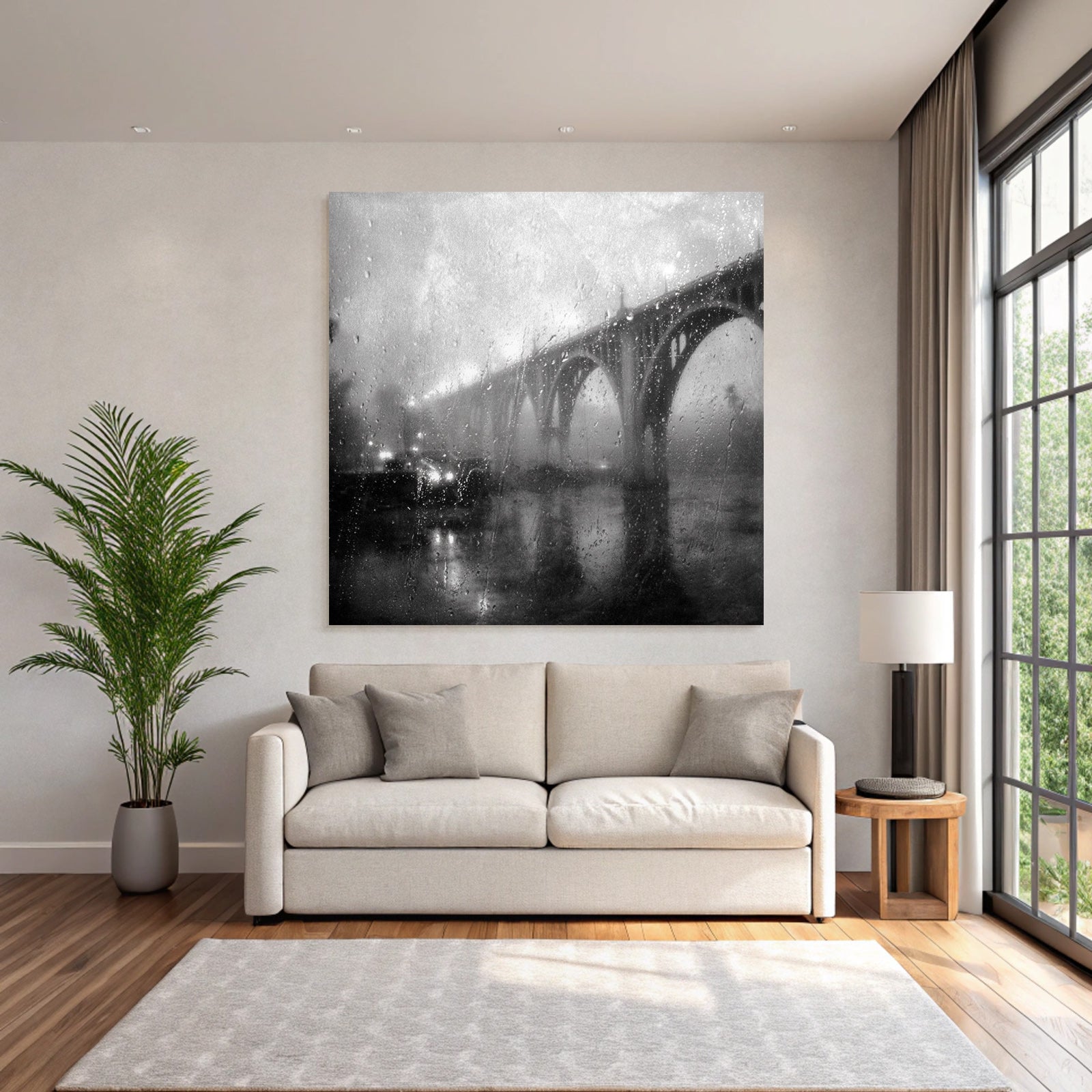 Regenbrücke Im Nebel Atmosphäre
