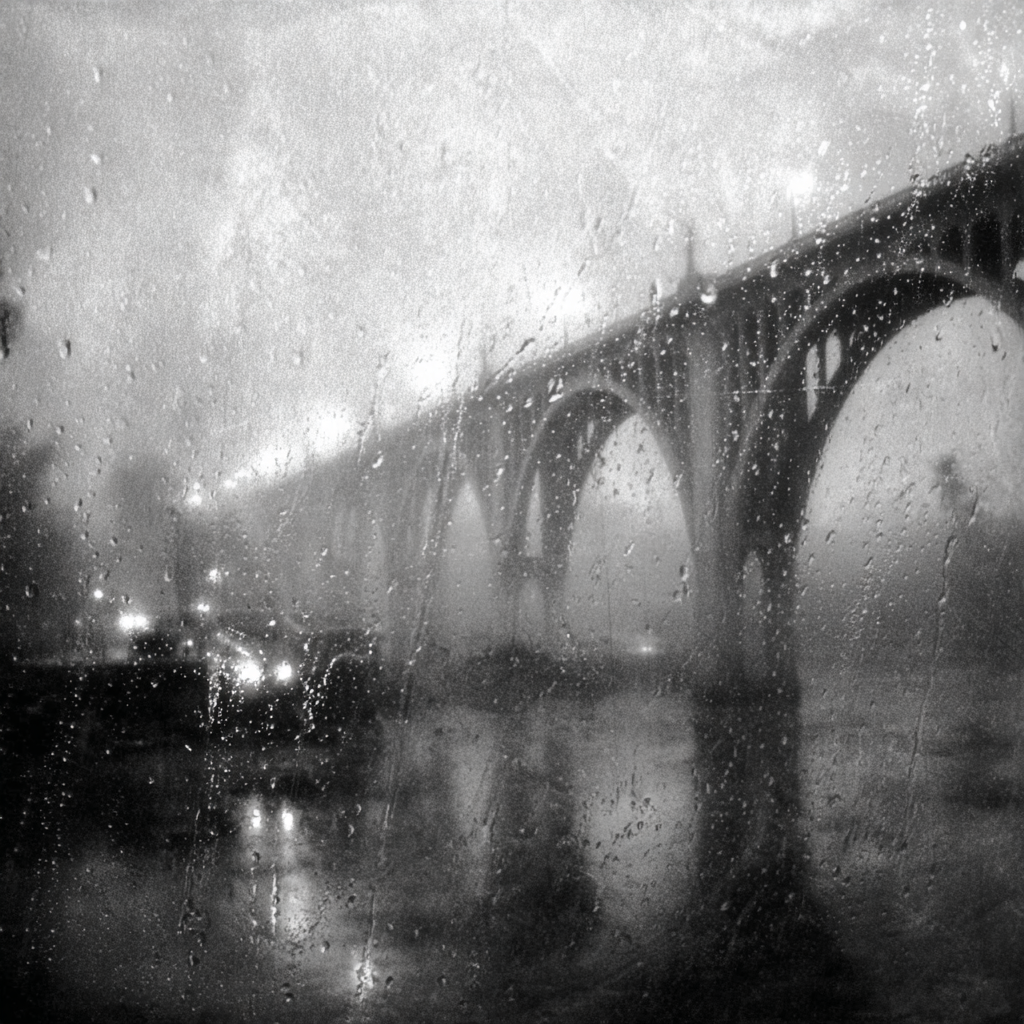 Regenbrücke Im Nebel Atmosphäre | Schwarz Weiss | Farbenwelten