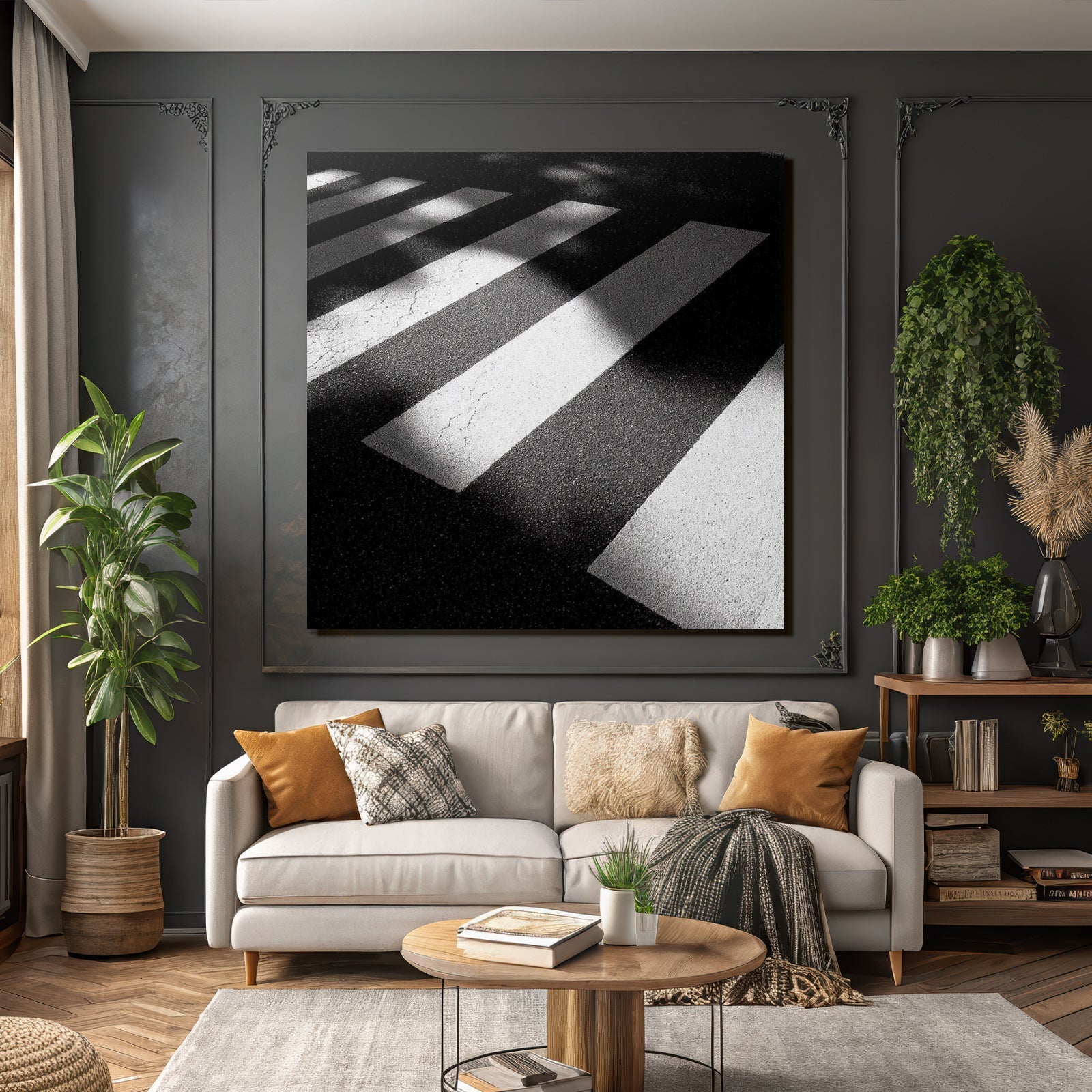 Schwarzweissfoto Von Einem Zebrastreifen