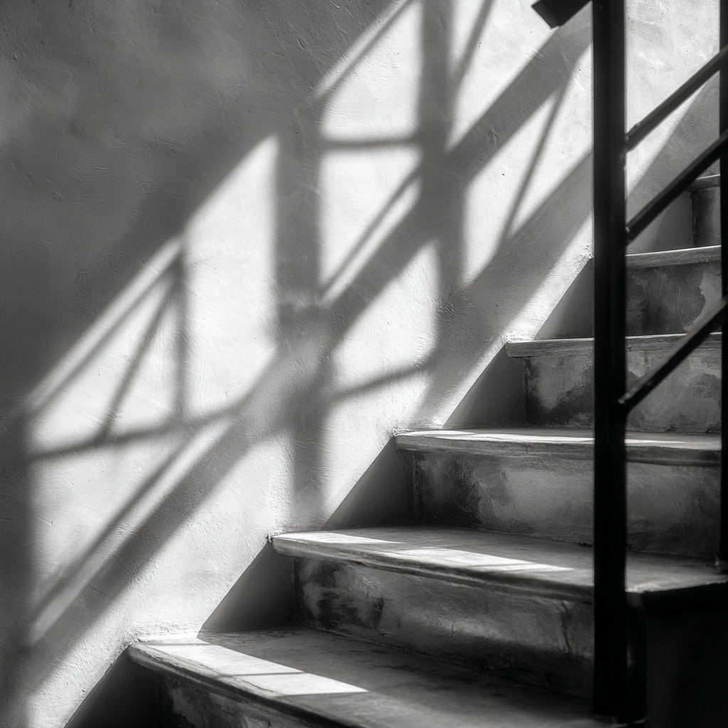 Treppe Schattenlicht Kunst Effekt | Schwarz Weiss | Farbenwelten