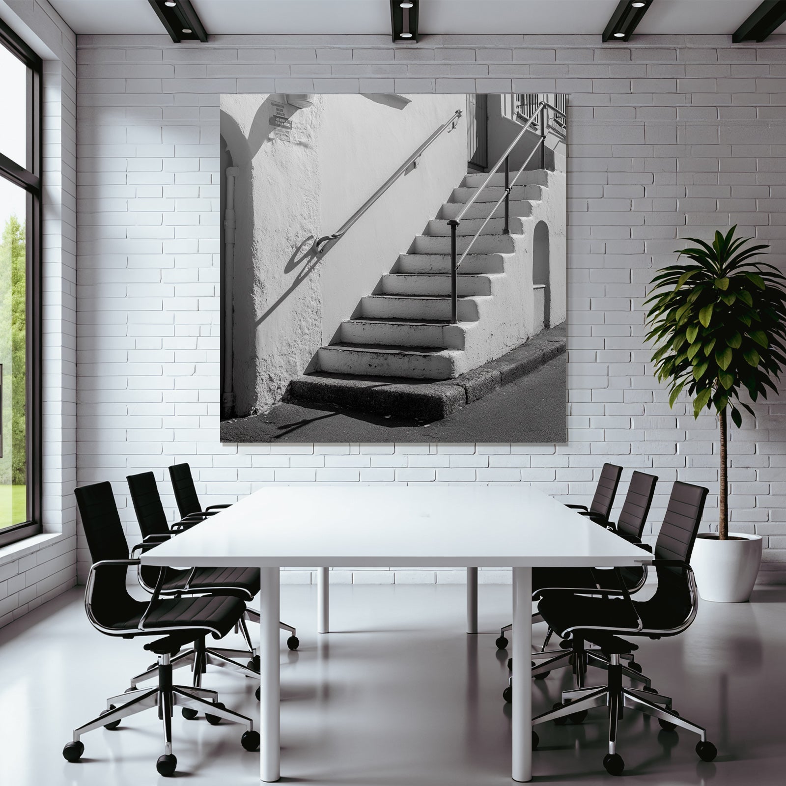 Treppe Weiss Wand Minimalistisch Architektur