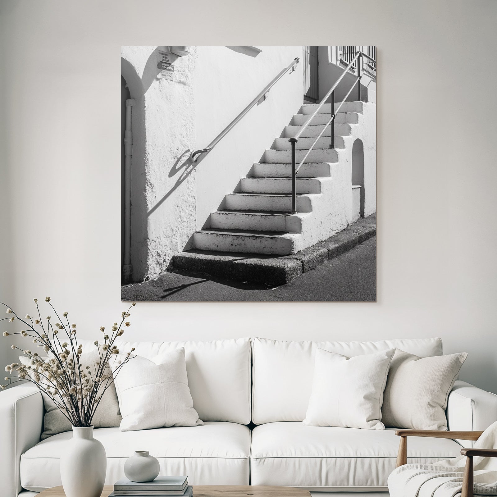 Treppe Weiss Wand Minimalistisch Architektur