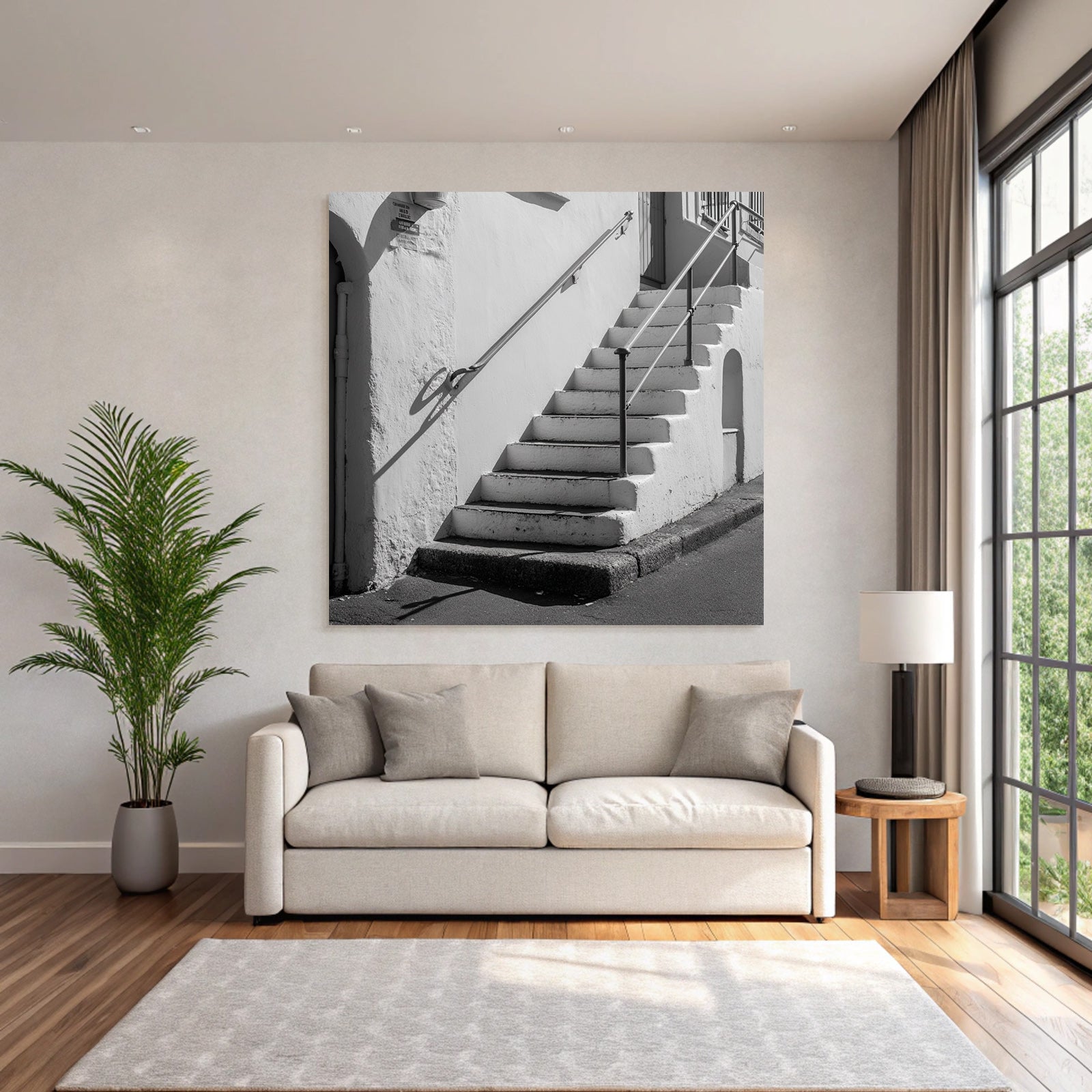 Treppe Weiss Wand Minimalistisch Architektur