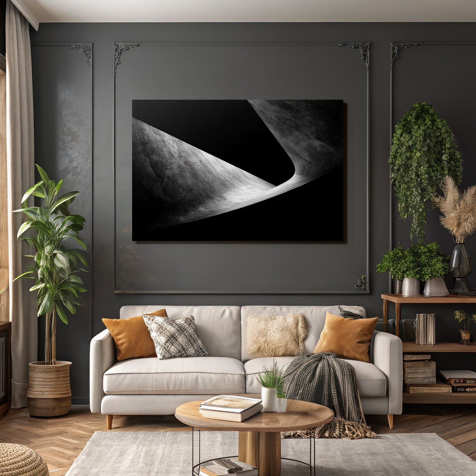 Abstraktes Design Mit Gekrümmten Formen Monochromatische Farbpalette