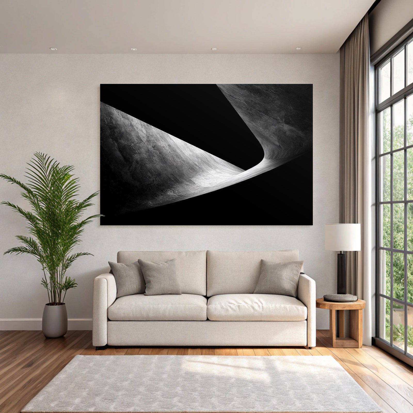 Abstraktes Design Mit Gekrümmten Formen Monochromatische Farbpalette