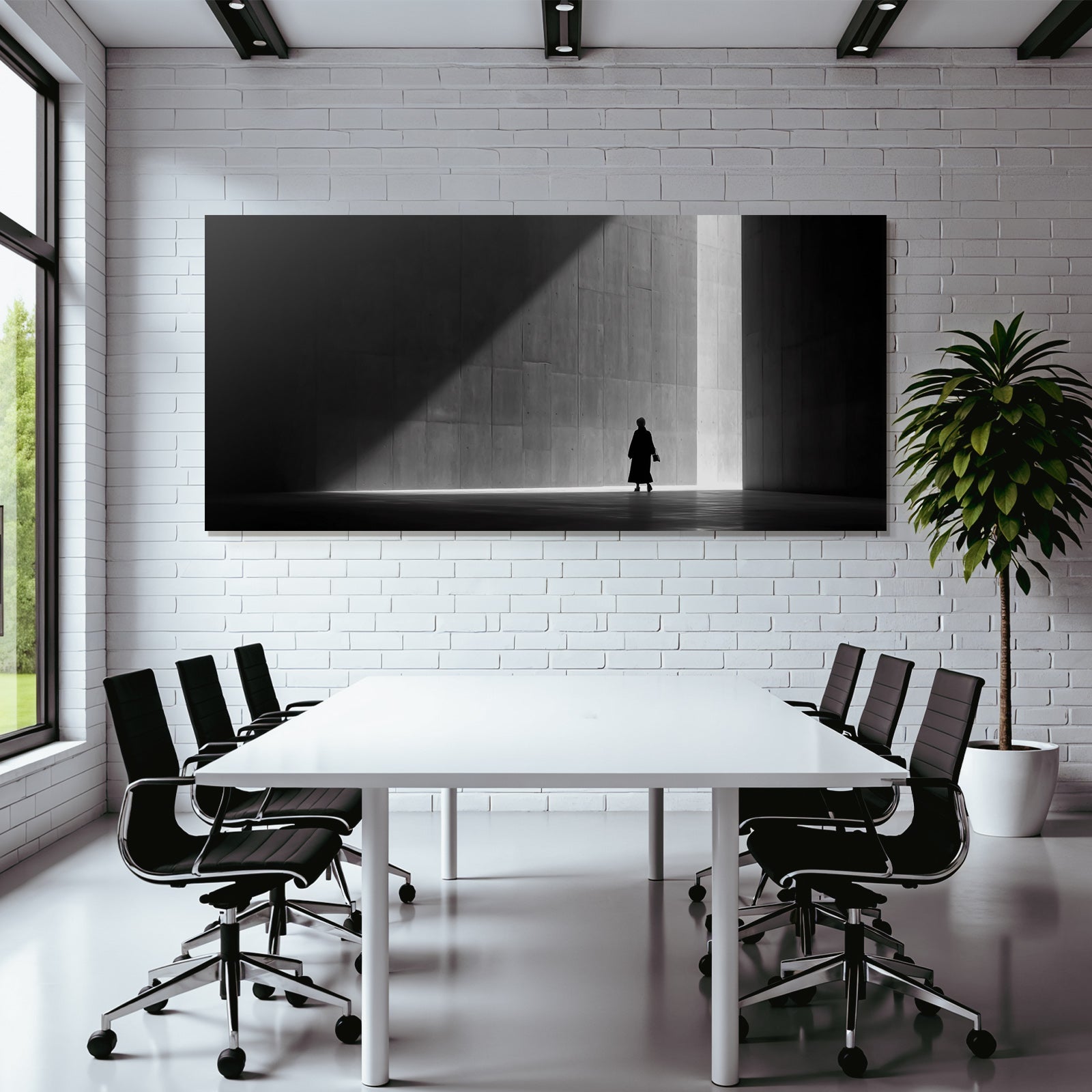 Allein In Der Leere Licht Schatten Architektur
