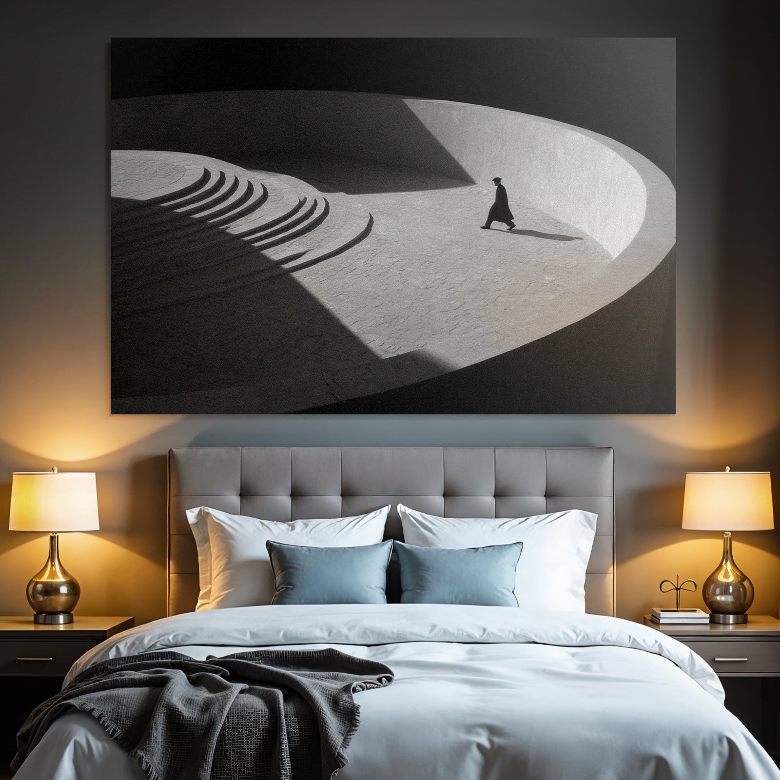 Einsame Figur In Minimalistischer Architektur