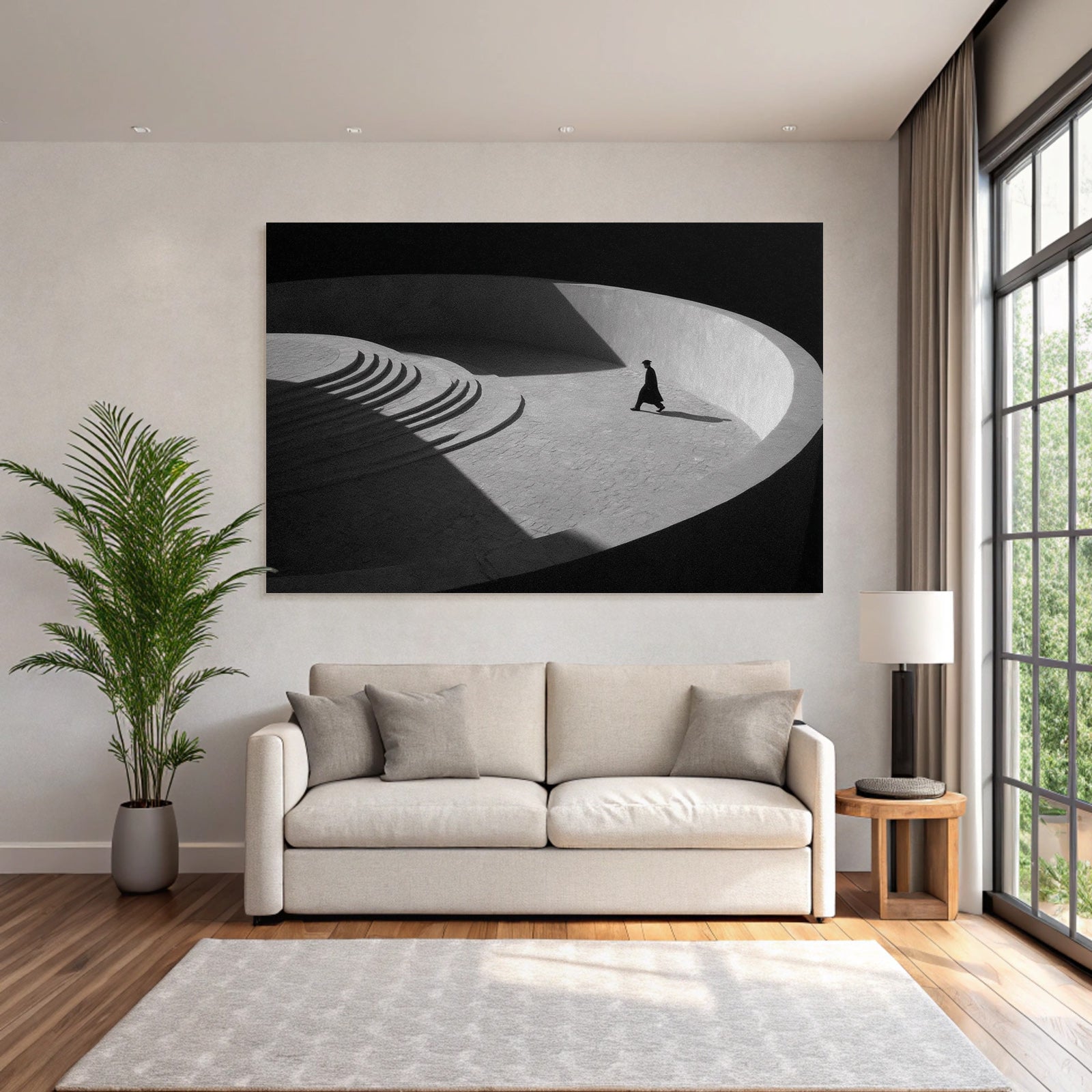 Einsame Figur In Minimalistischer Architektur