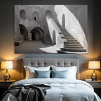 Historisches Innenraum Mit Bogen Treppen Schwarz Und Weiss