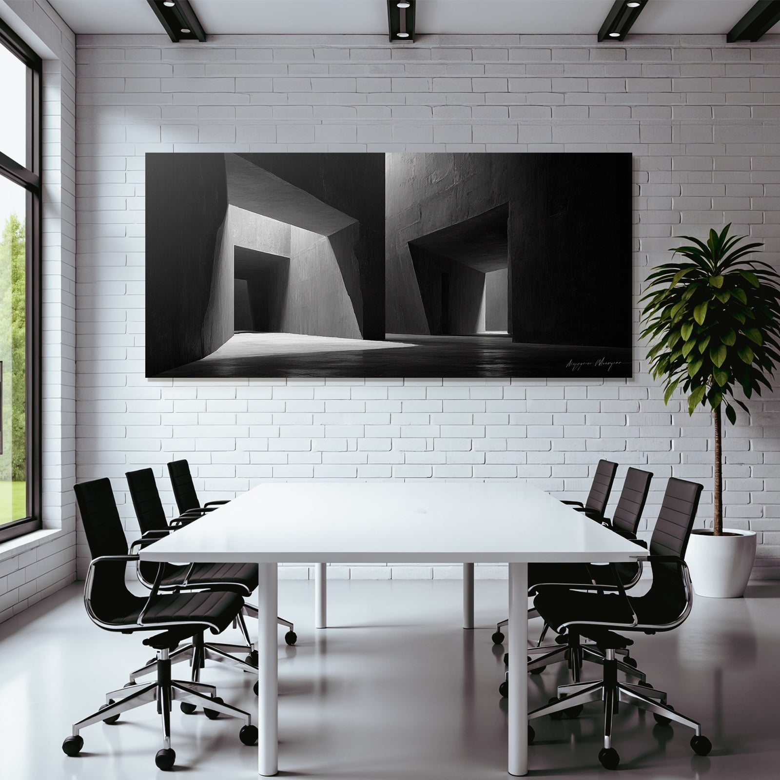 Labyrinthine Architecture Scharfe Winkel Geometrische Formen Monochrom