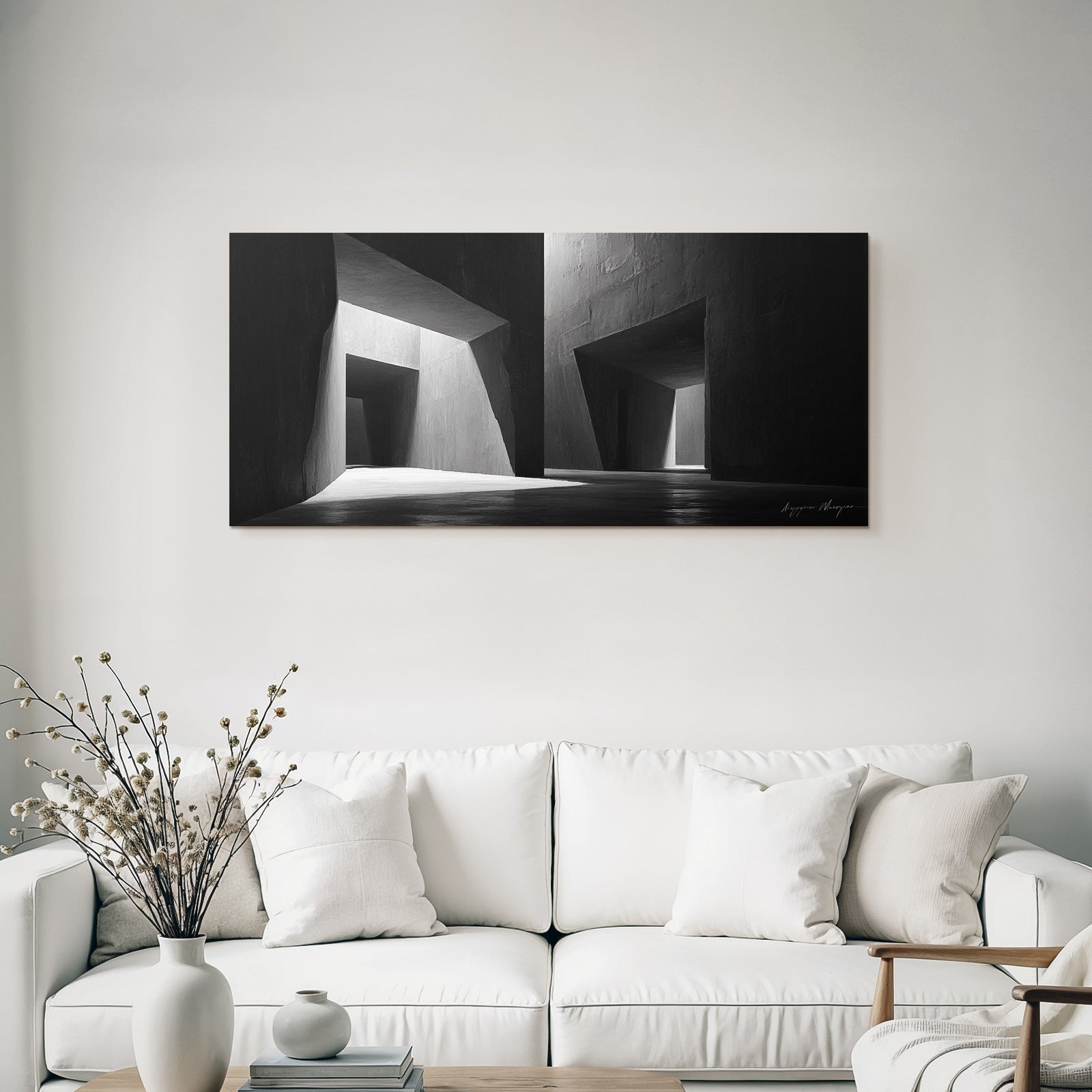 Labyrinthine Architecture Scharfe Winkel Geometrische Formen Monochrom