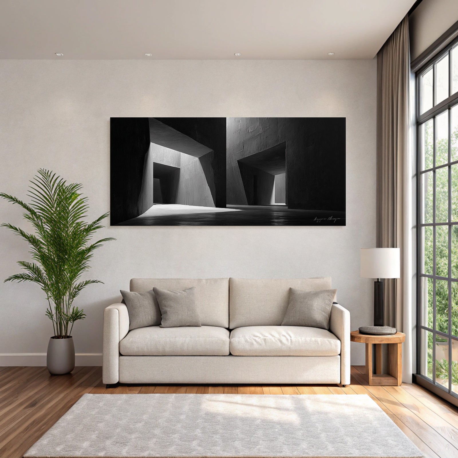 Labyrinthine Architecture Scharfe Winkel Geometrische Formen Monochrom