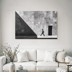 Man Geht Vor Einer Texturierten Wand Mit Einer Tür Bw Fotografie